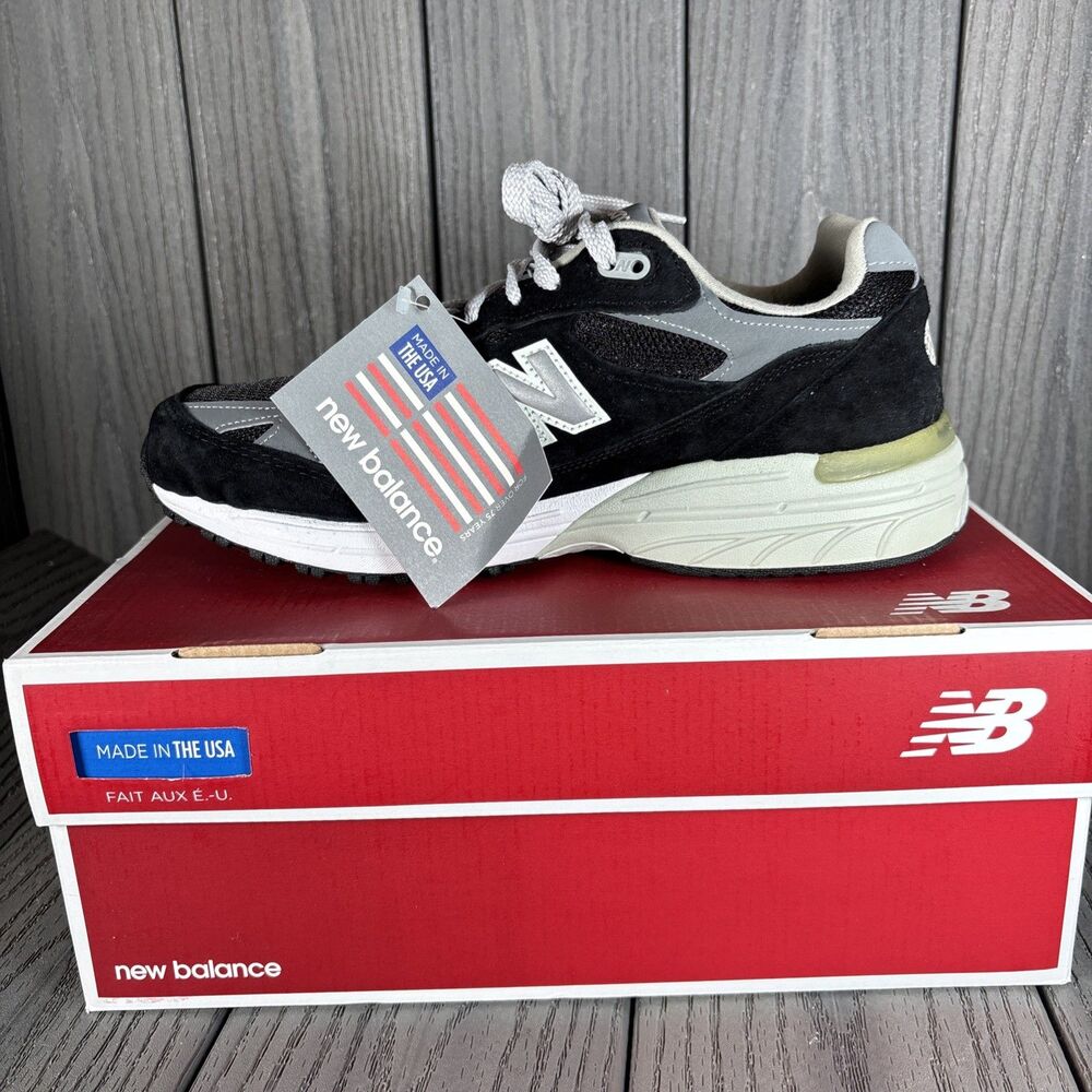 New Balance 993 8.5 4E Made in USA 'Black White' Men Sneakers - Brand New in Box